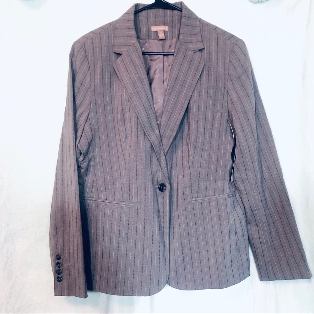 NWT Kim Rogers size 14 grey pinstripes blazer